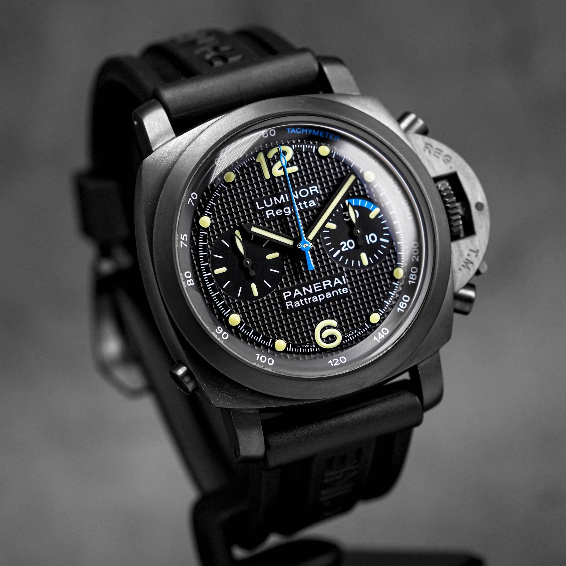 PANERAI LUMINOR 1950 REGATTA RATTRAPANTE 44MM STEEL PVD BLACK