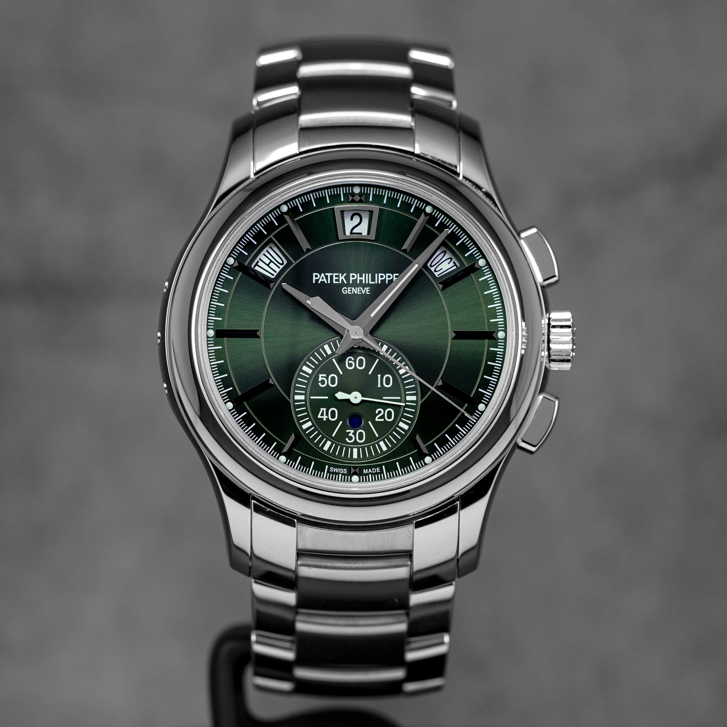 PATEK PHILIPPE COMPLICATIONS 5905/1A ANNUAL CALENDAR CHRONOGRAPH OLIVE  GREEN DIAL (2024) OMNILUXE