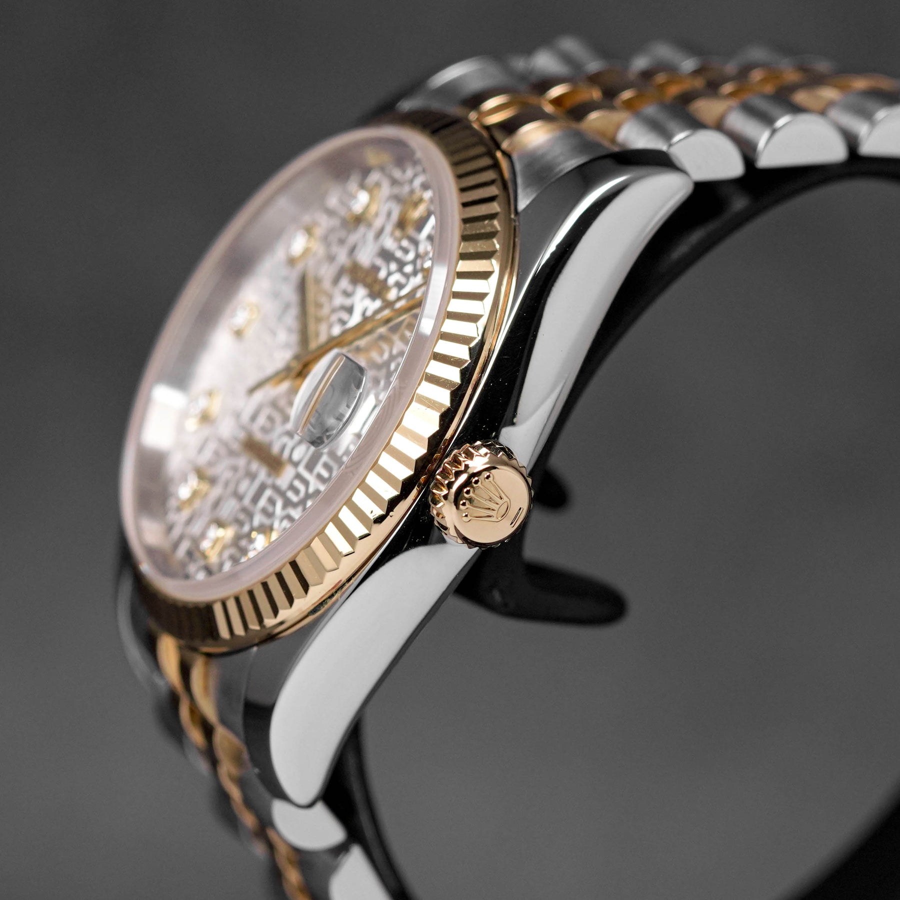 DATEJUST 36MM TWOTONE YELLOWGOLD COMPUTERIZED SILVER DIAMOND DIAL (2005)