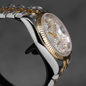 DATEJUST 36MM TWOTONE YELLOWGOLD COMPUTERIZED SILVER DIAMOND DIAL (2005)