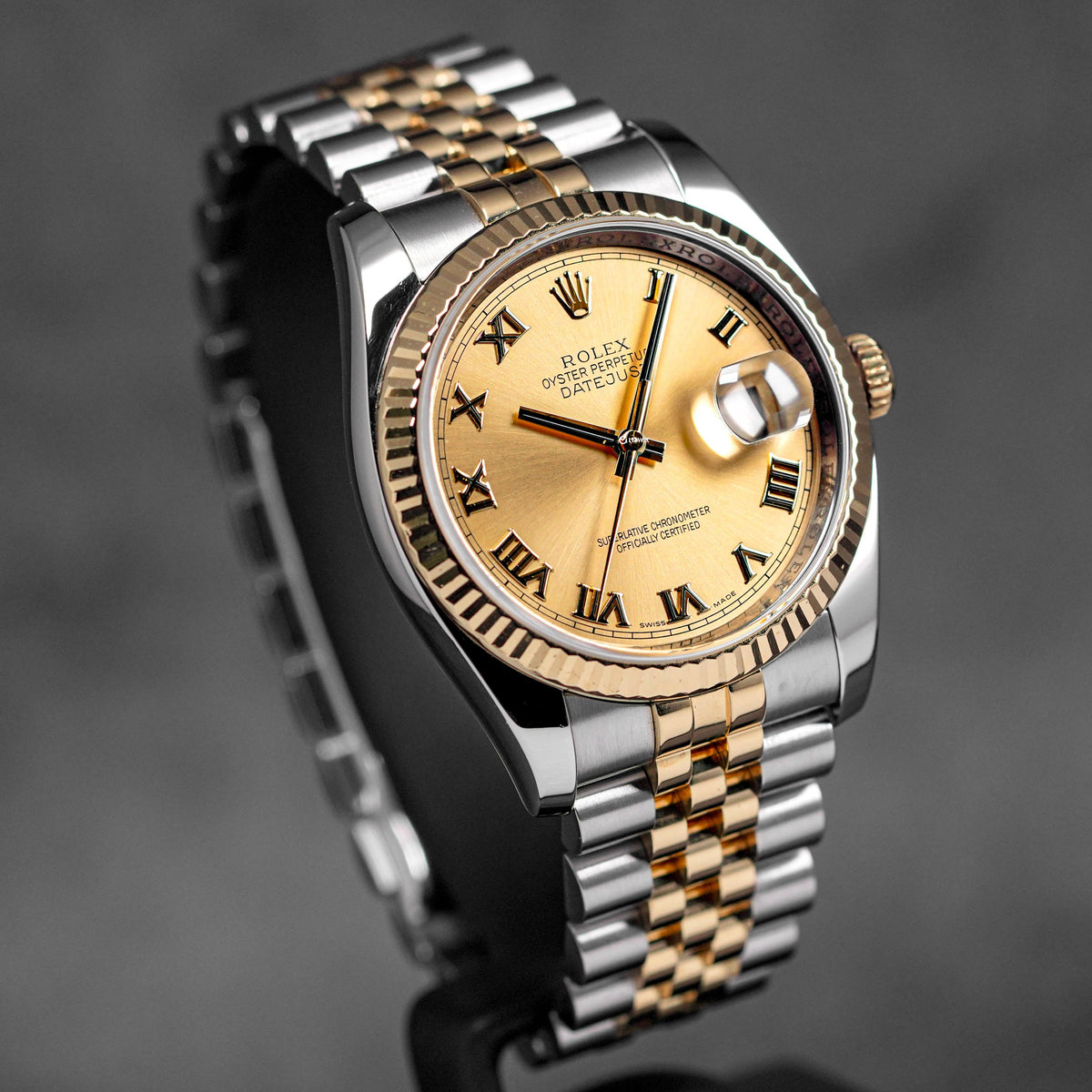 DATEJUST 36MM TWOTONE YELLOWGOLD CHAMPAGNE ROMAN DIAL (2012)