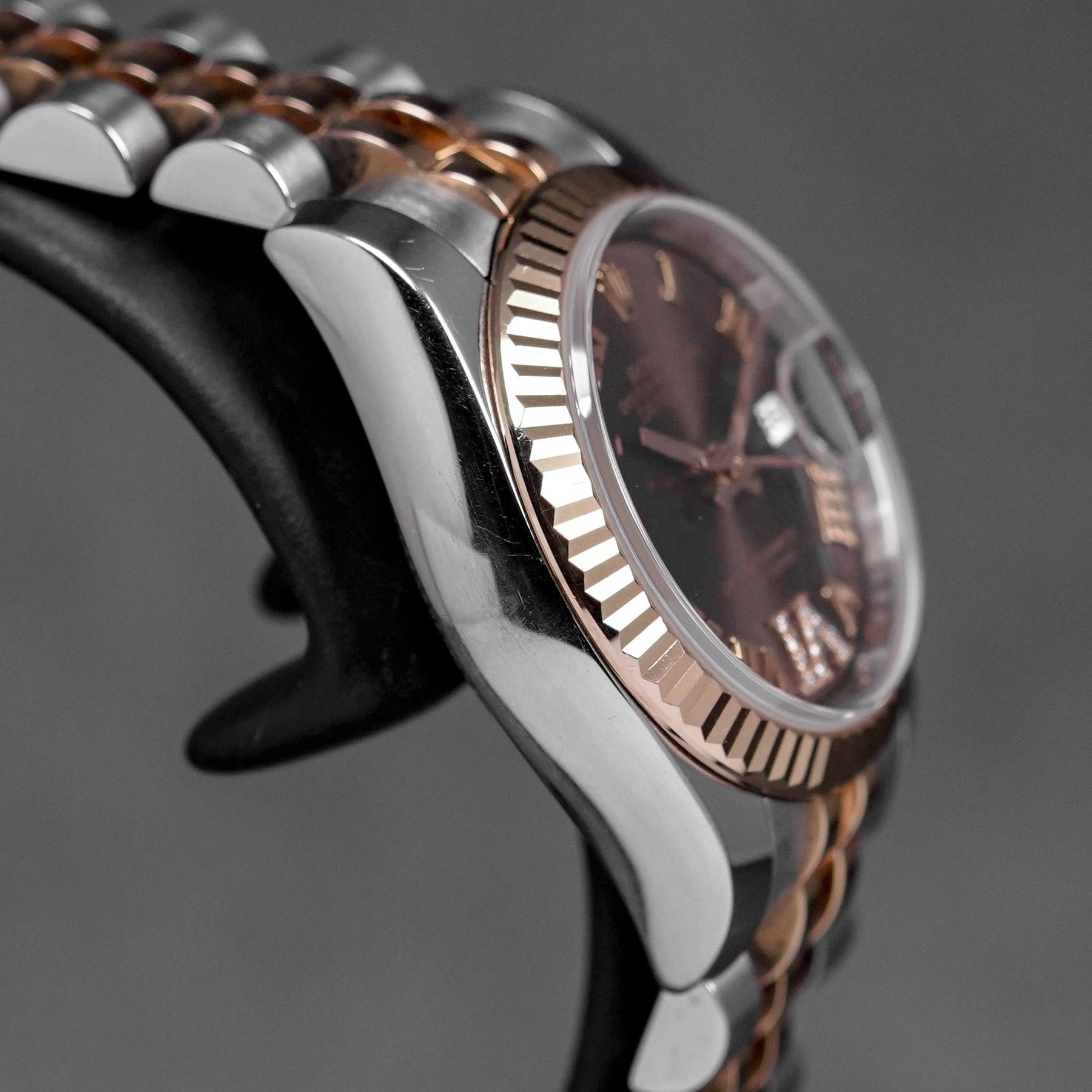 DATEJUST 26MM TWOTONE ROSEGOLD CHOCO ROMAN DIAL DIAMOND ON VI (2015)