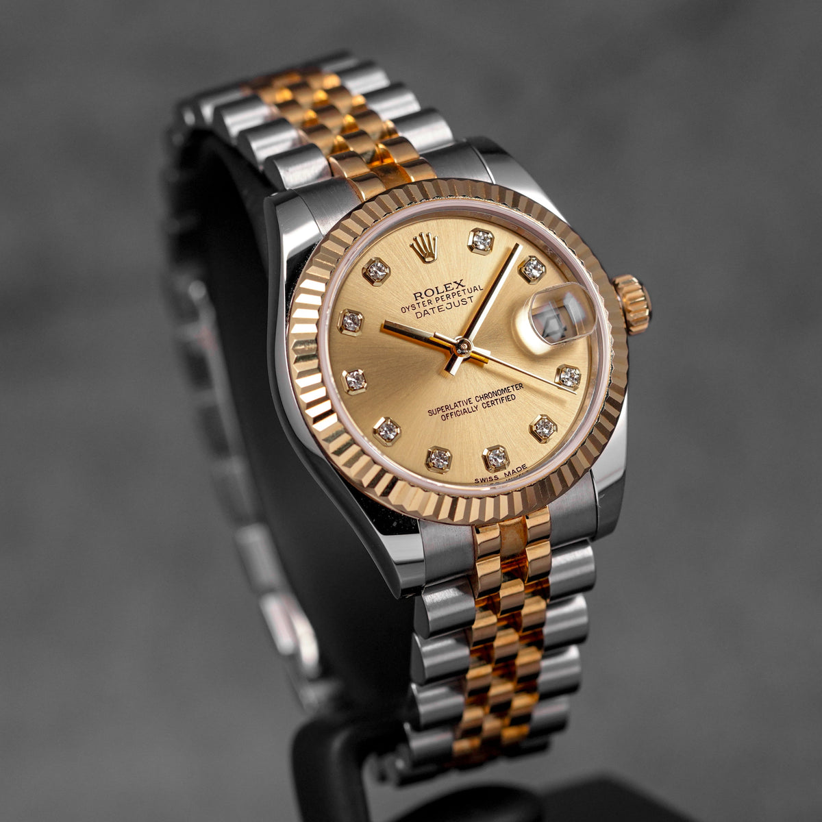 DATEJUST 31MM TWOTONE YELLOWGOLD CHAMPAGNE DIAMOND DIAL (2016)