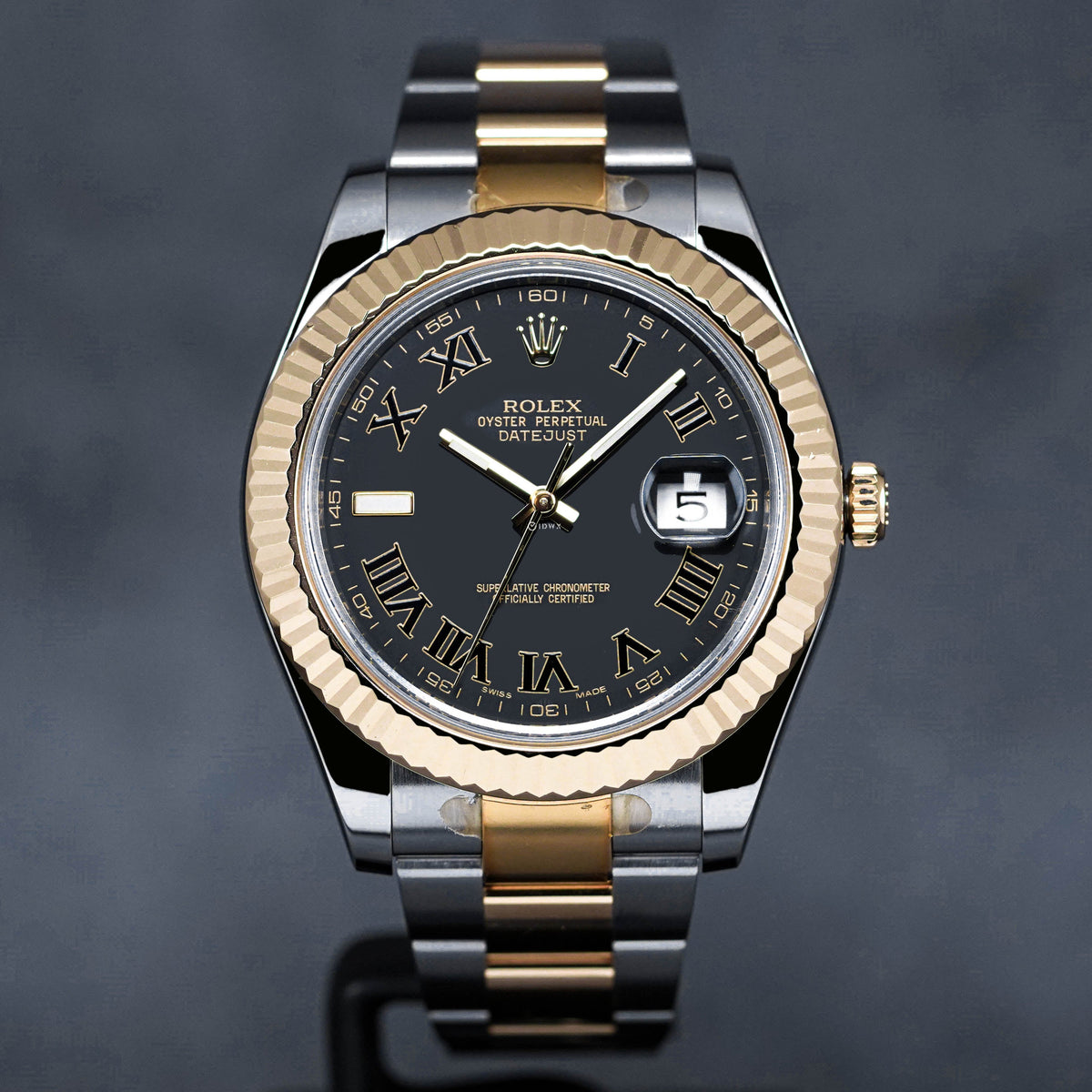 DATEJUST II TWOTONE YELLOWGOLD BLACK ROMAN DIAL (2018)