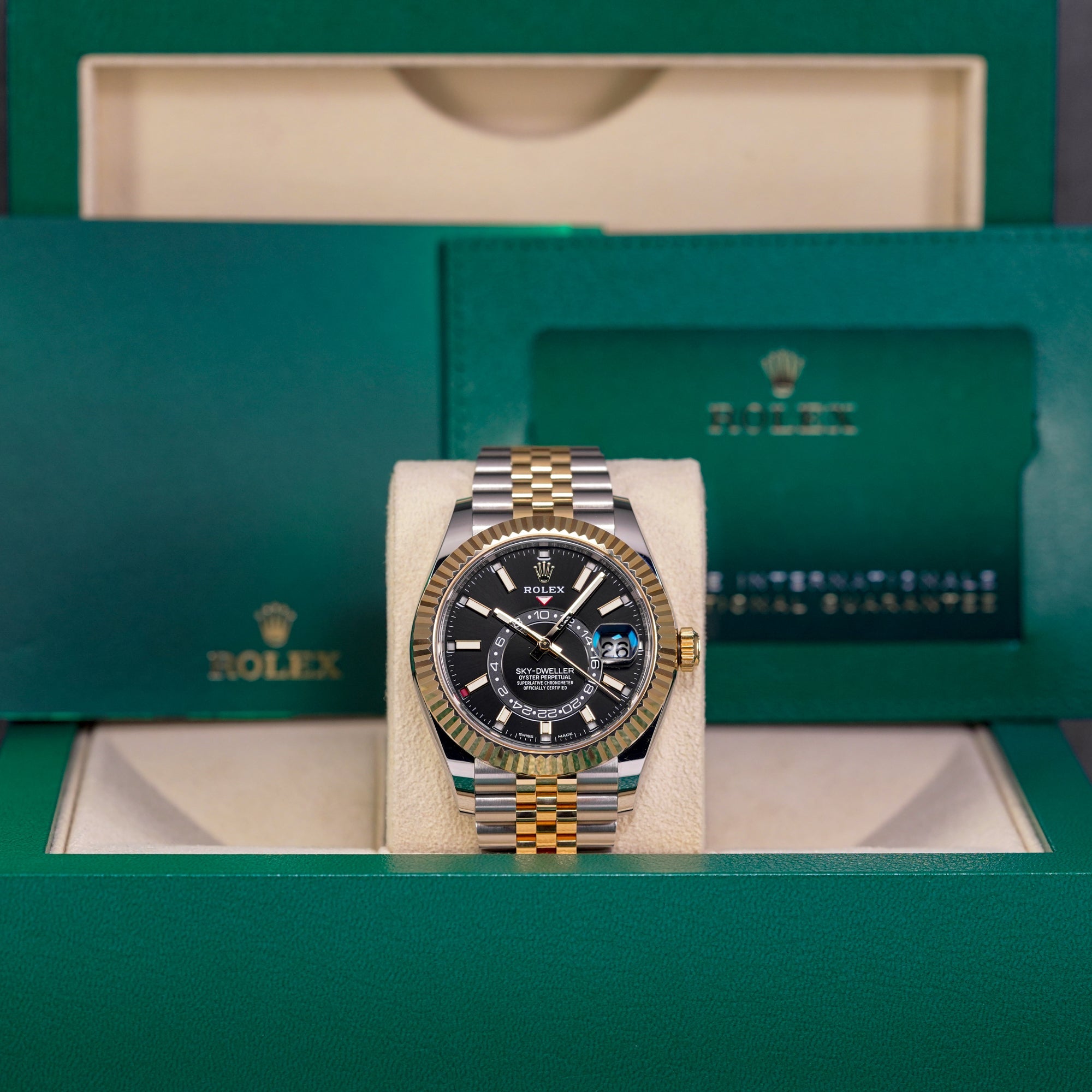 SKY-DWELLER TWOTONE YELLOWGOLD BLACK DIAL (2022)