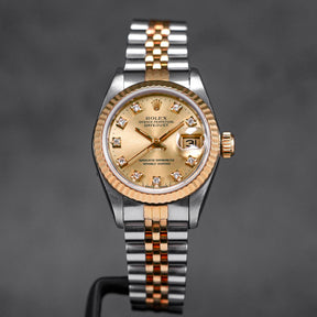 DATEJUST 26MM TWOTONE YELLOWGOLD CHAMPAGNE DIAMOND DIAL (WATCH ONLY)