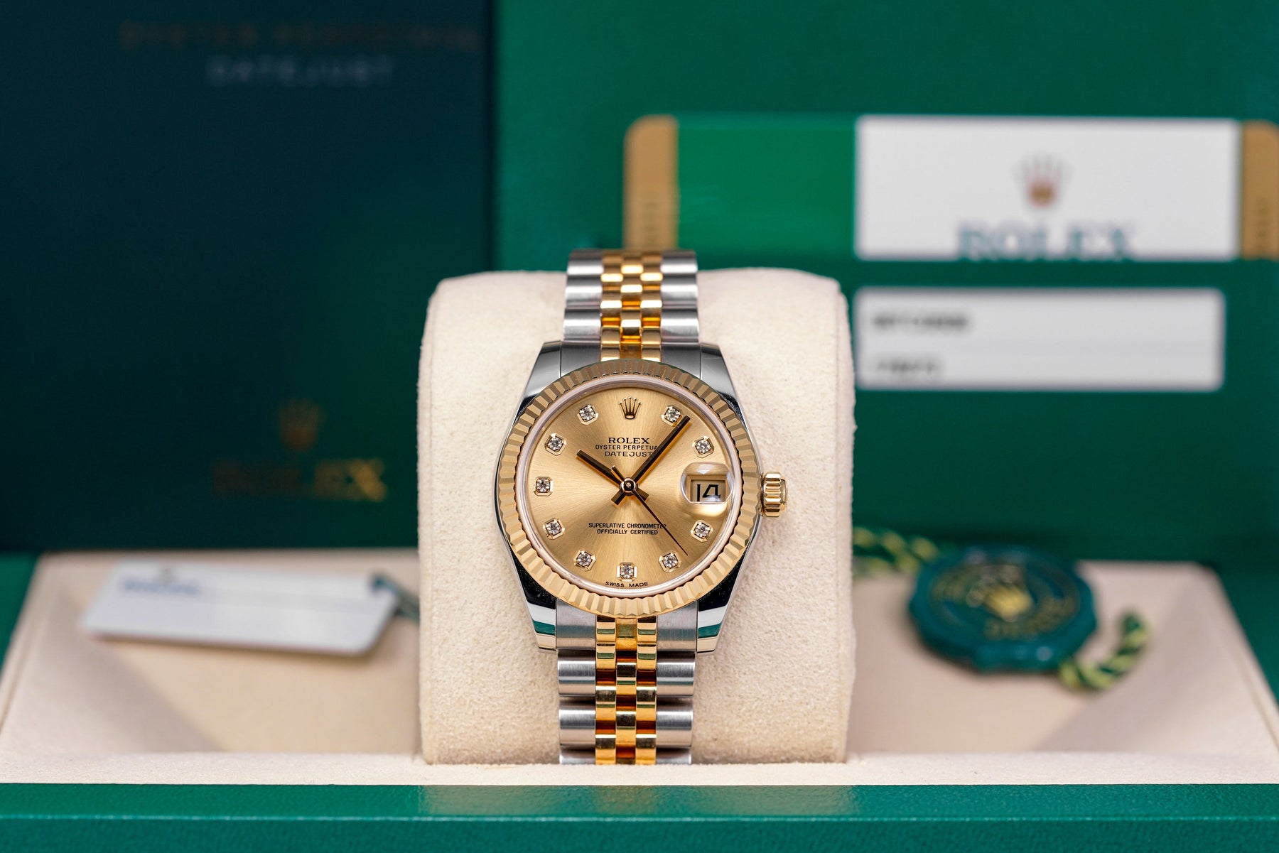 DATEJUST 31MM TWOTONE YELLOWGOLD CHAMPAGNE DIAMOND DIAL (2016)