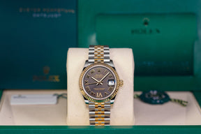 DATEJUST 31MM TWOTONE YELLOWGOLD DARK GREY ROMAN DIAL DIAMOND ON VI (2025)