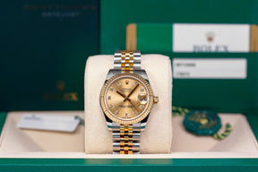 DATEJUST 31MM TWOTONE YELLOWGOLD CHAMPAGNE DIAMOND DIAL (2016)