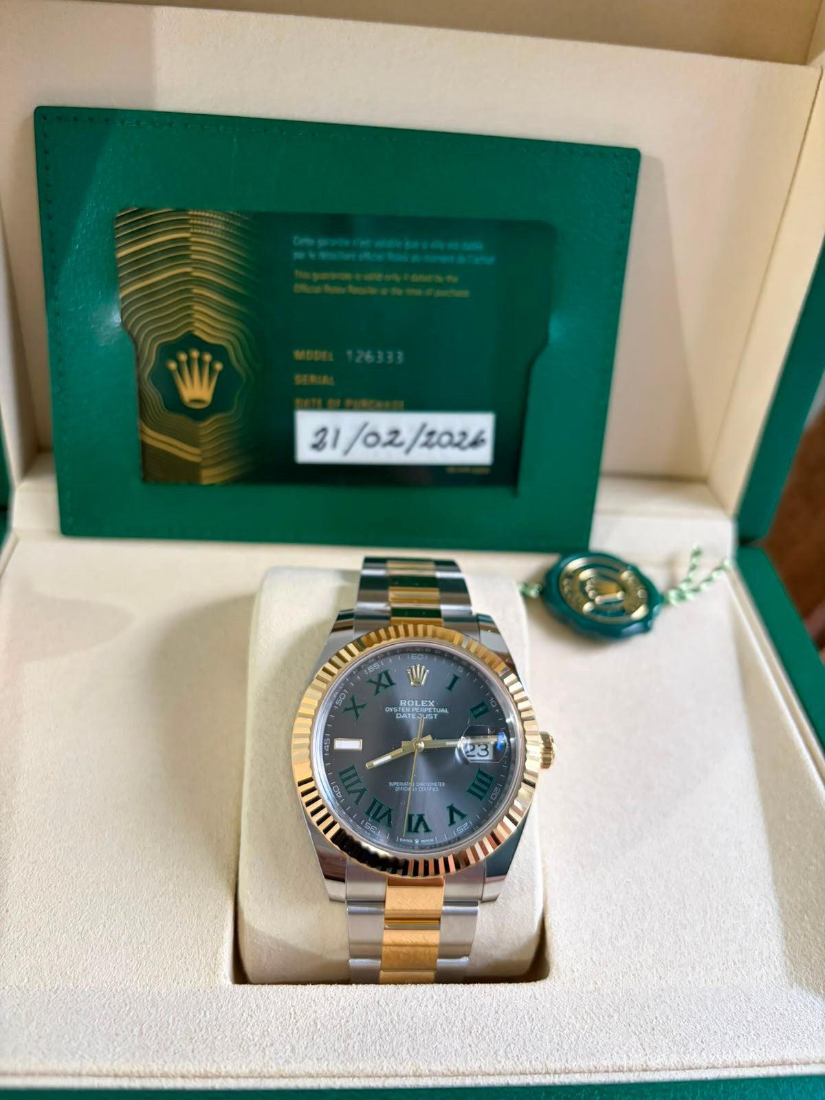 DATEJUST 41MM TWOTONE YELLOWGOLD WIMBLEDON DIAL (2026)