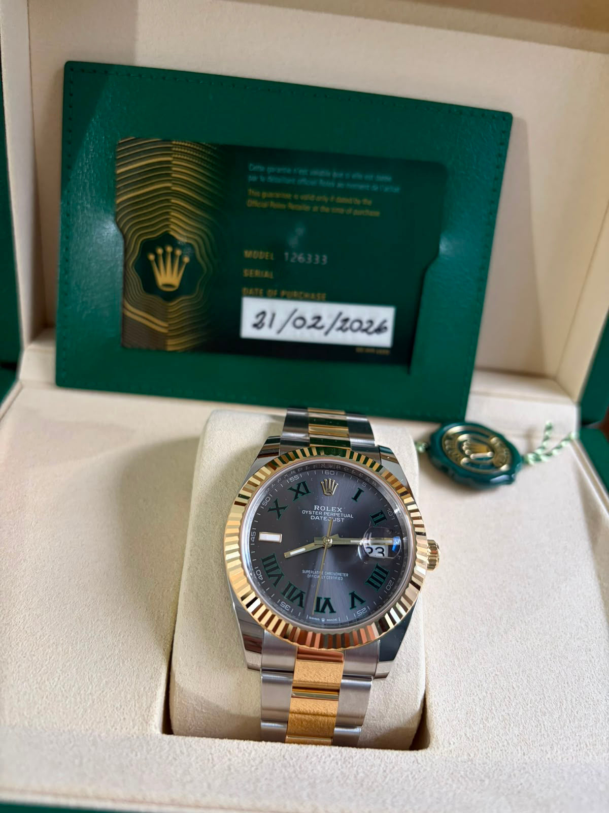 DATEJUST 41MM TWOTONE YELLOWGOLD WIMBLEDON DIAL (2026)