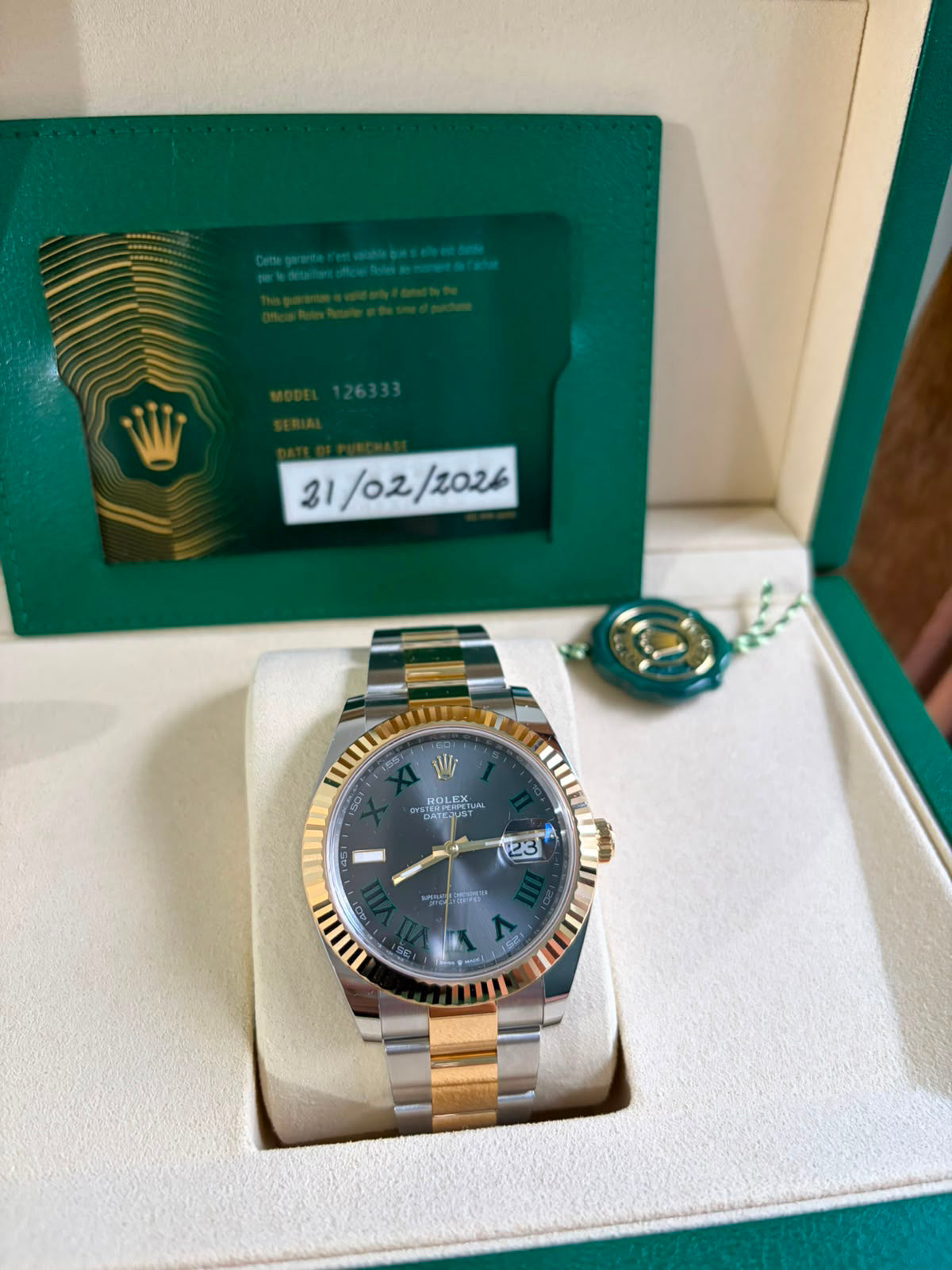 DATEJUST 41MM TWOTONE YELLOWGOLD WIMBLEDON DIAL (2026)