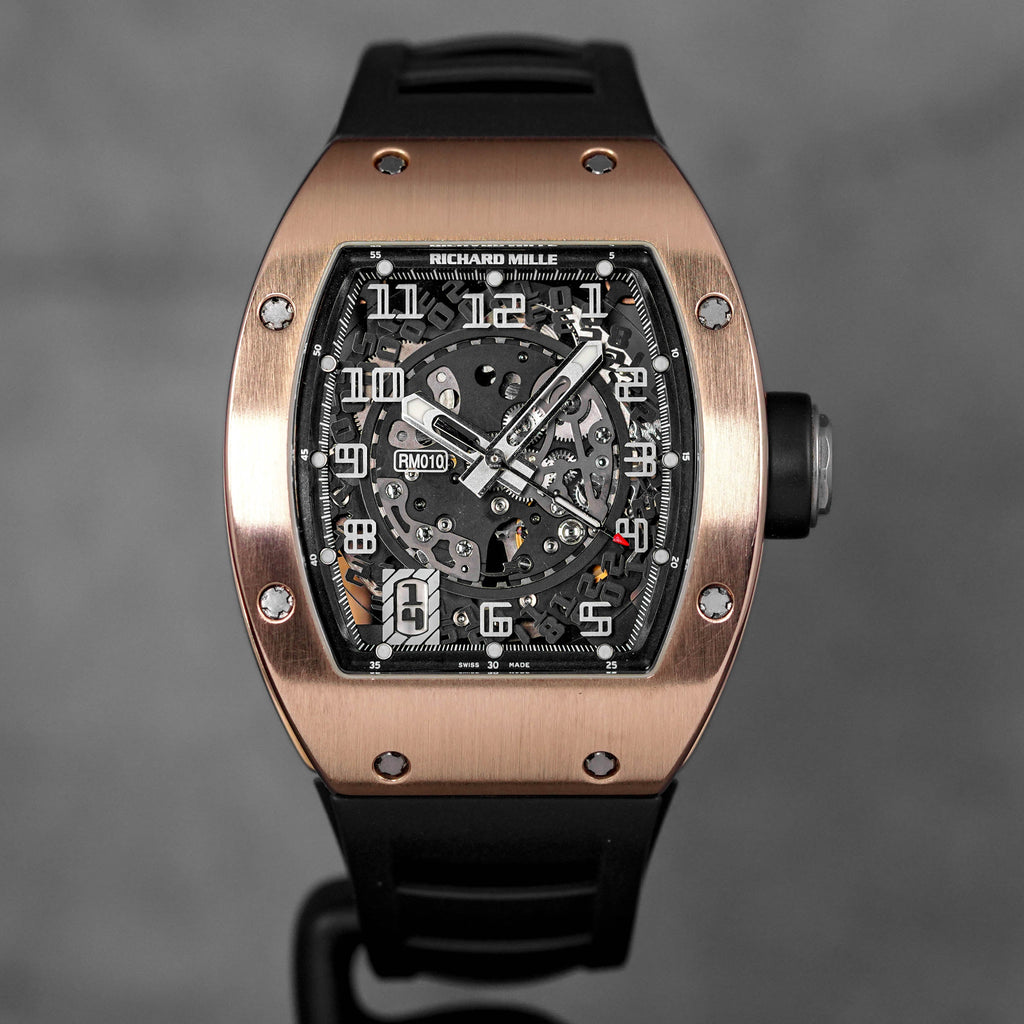 RICHARD MILLE RM 010 ROSEGOLD BLACK RUBBER STRAP (2012) OMNILUXE