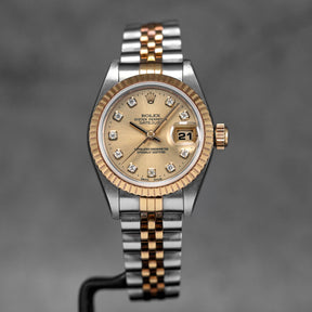 DATEJUST 26MM TWOTONE YELLOWGOLD CHAMPAGNE DIAMOND DIAL (WATCH ONLY)