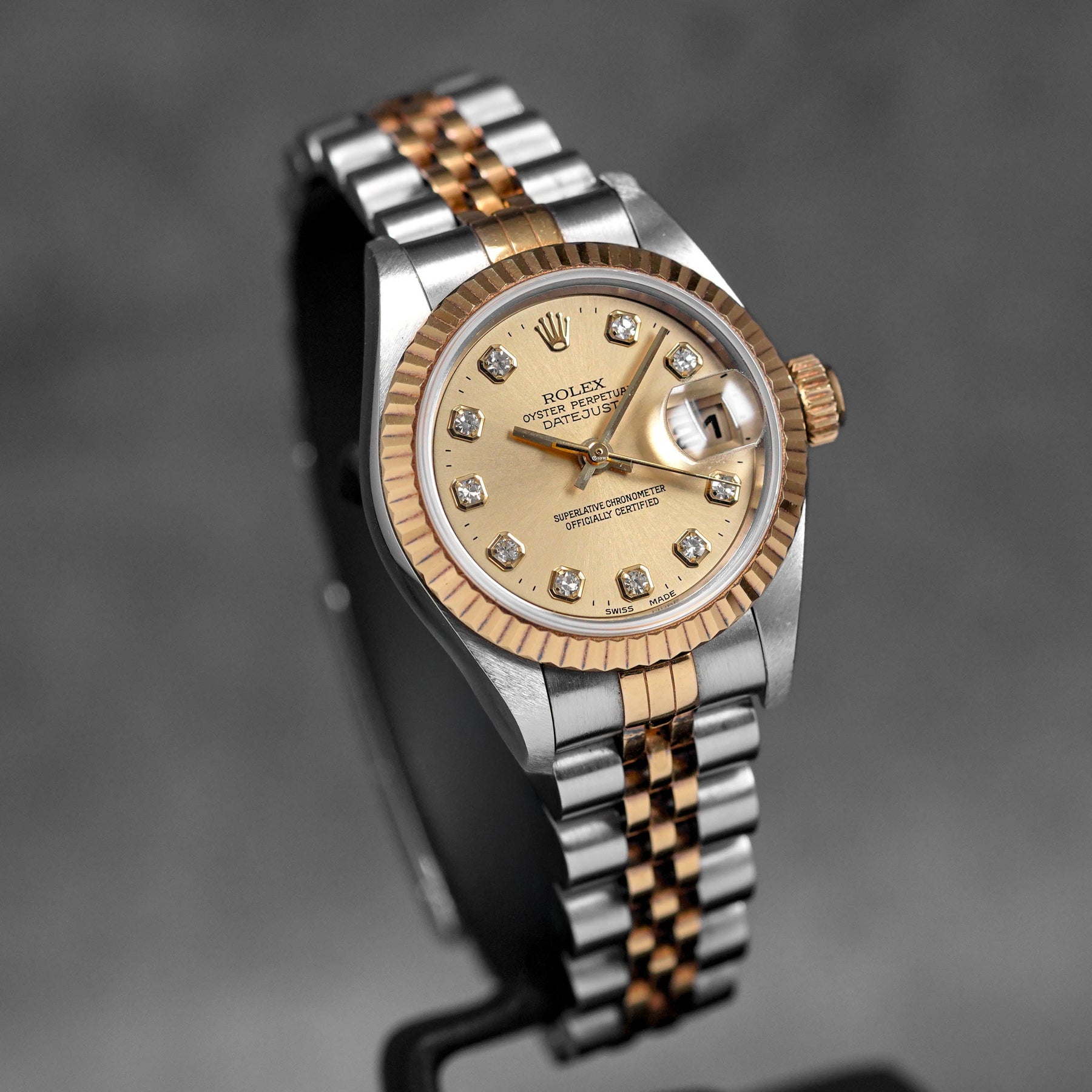 DATEJUST 26MM TWOTONE YELLOWGOLD CHAMPAGNE DIAMOND DIAL (WATCH ONLY)