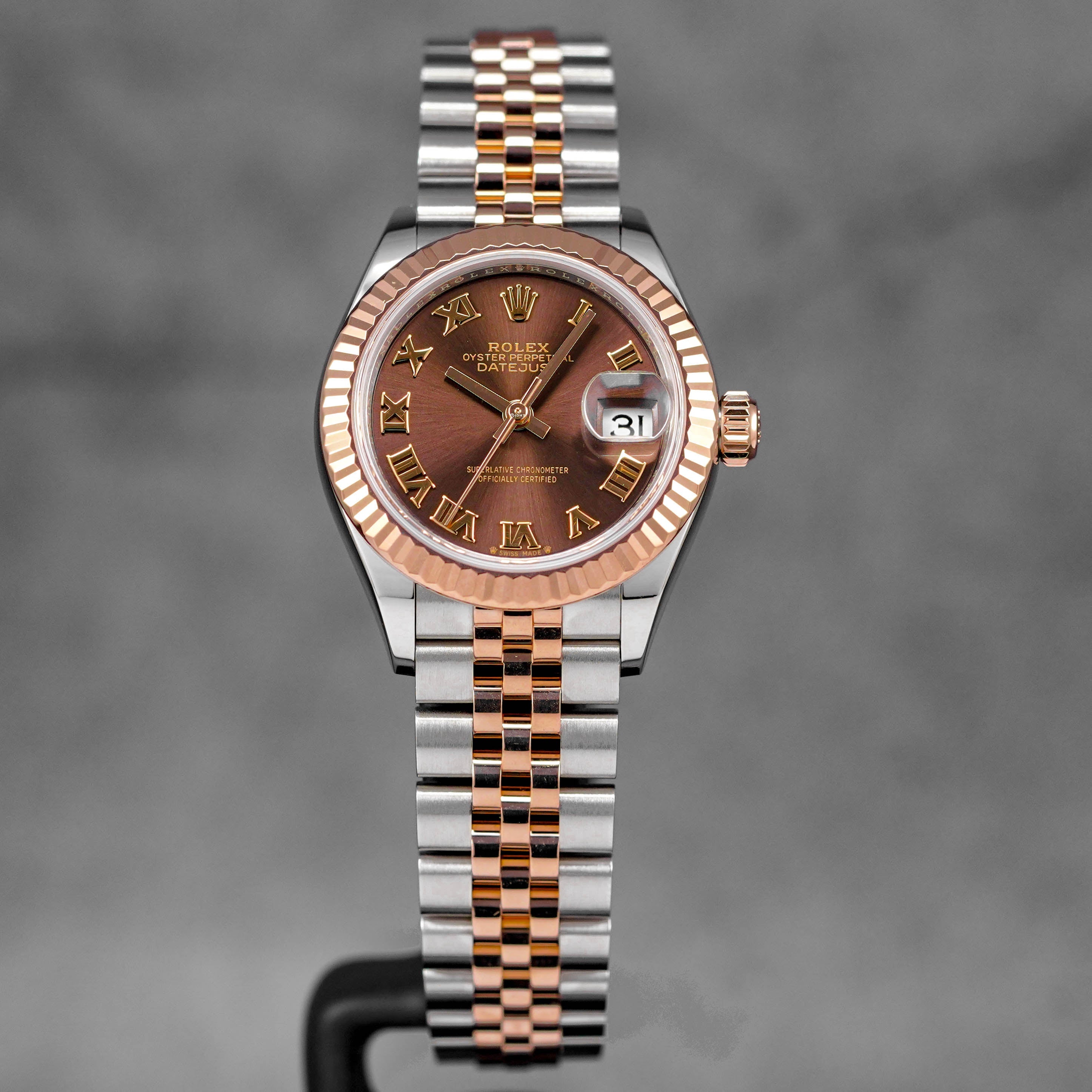ROLEX DATEJUST 28MM TWOTONE ROSEGOLD CHOCO ROMAN DIAL (2023