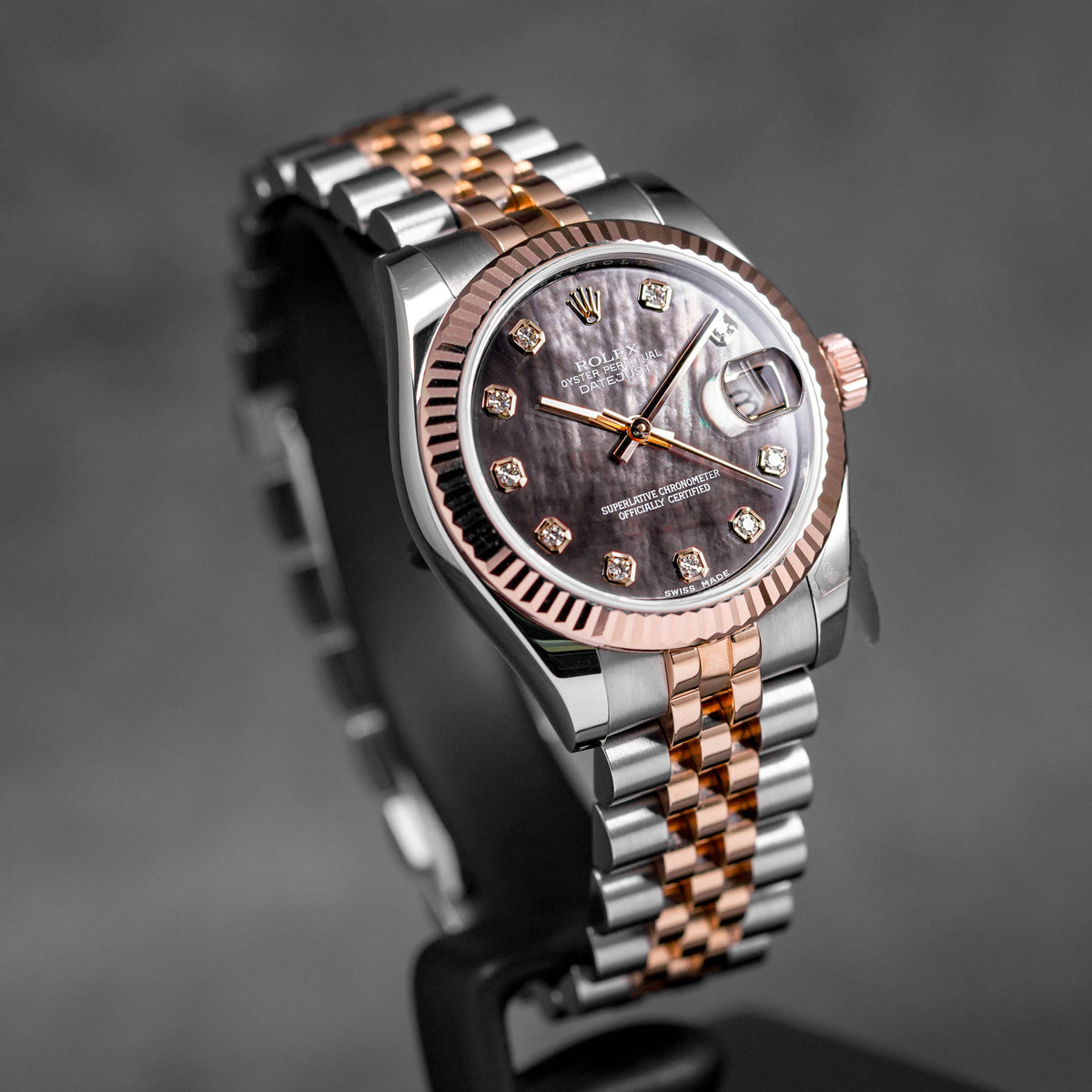 DATEJUST 31MM TWOTONE ROSEGOLD DARK MOP DIAMOND DIAL (2015)
