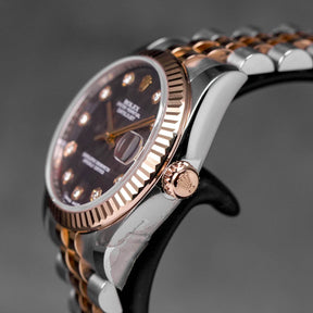 DATEJUST 31MM TWOTONE ROSEGOLD DARK MOP DIAMOND DIAL (2015)