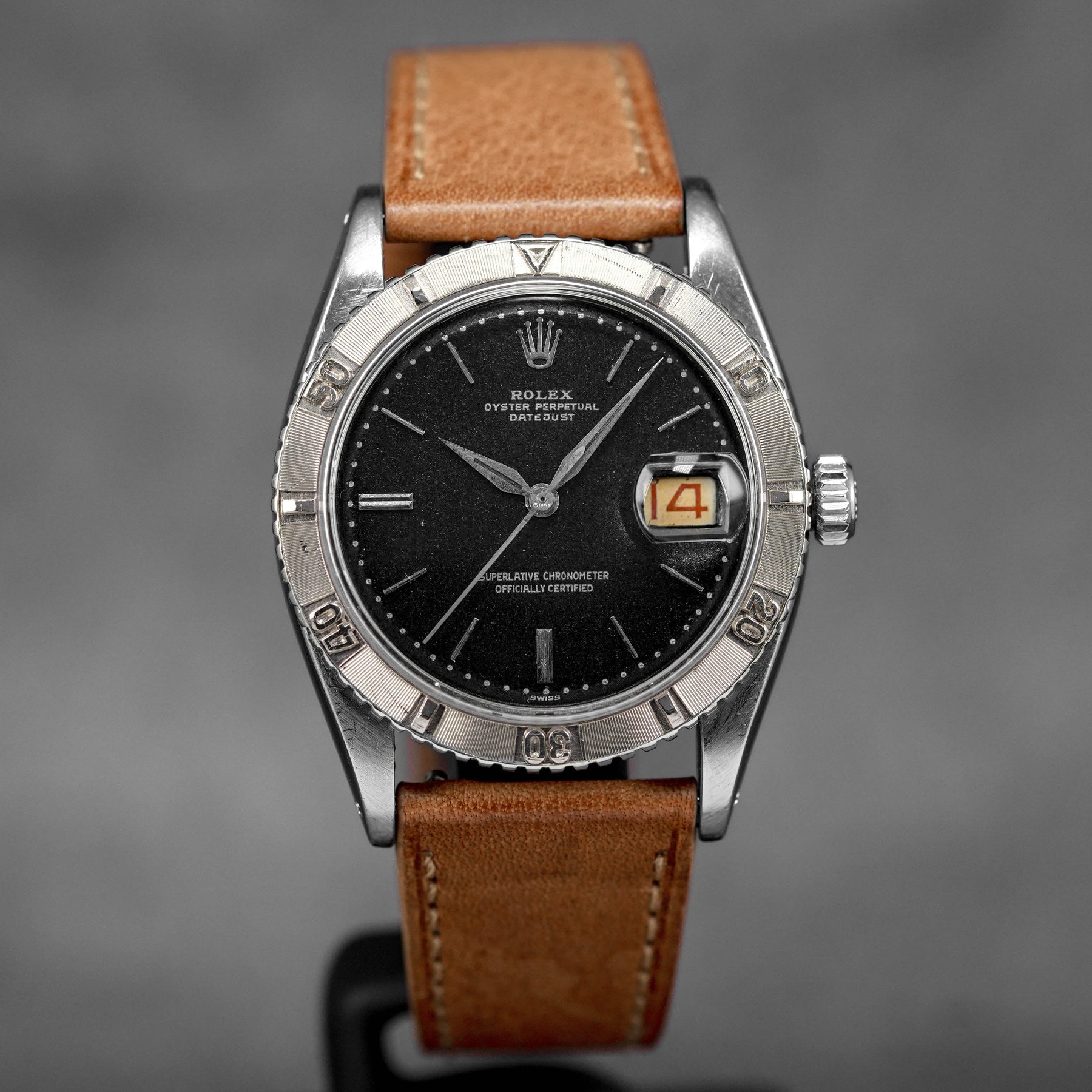 ROLEX DATEJUST 36MM TURN-O-GRAPH ROULETTE DATE WHEEL BLACK DIAL