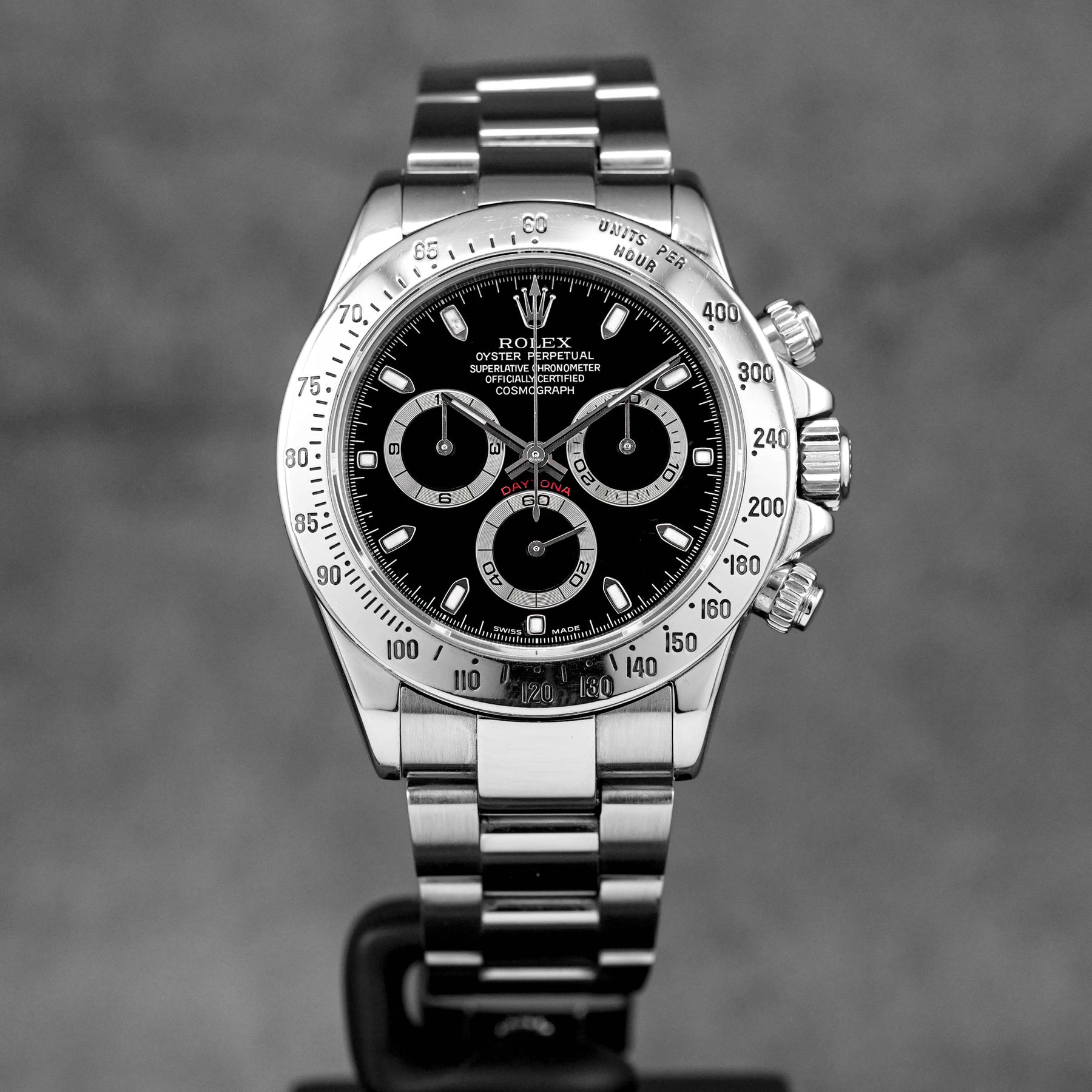 ROLEX DAYTONA STEEL BLACK DIAL WATCH ONLY OMNILUXE