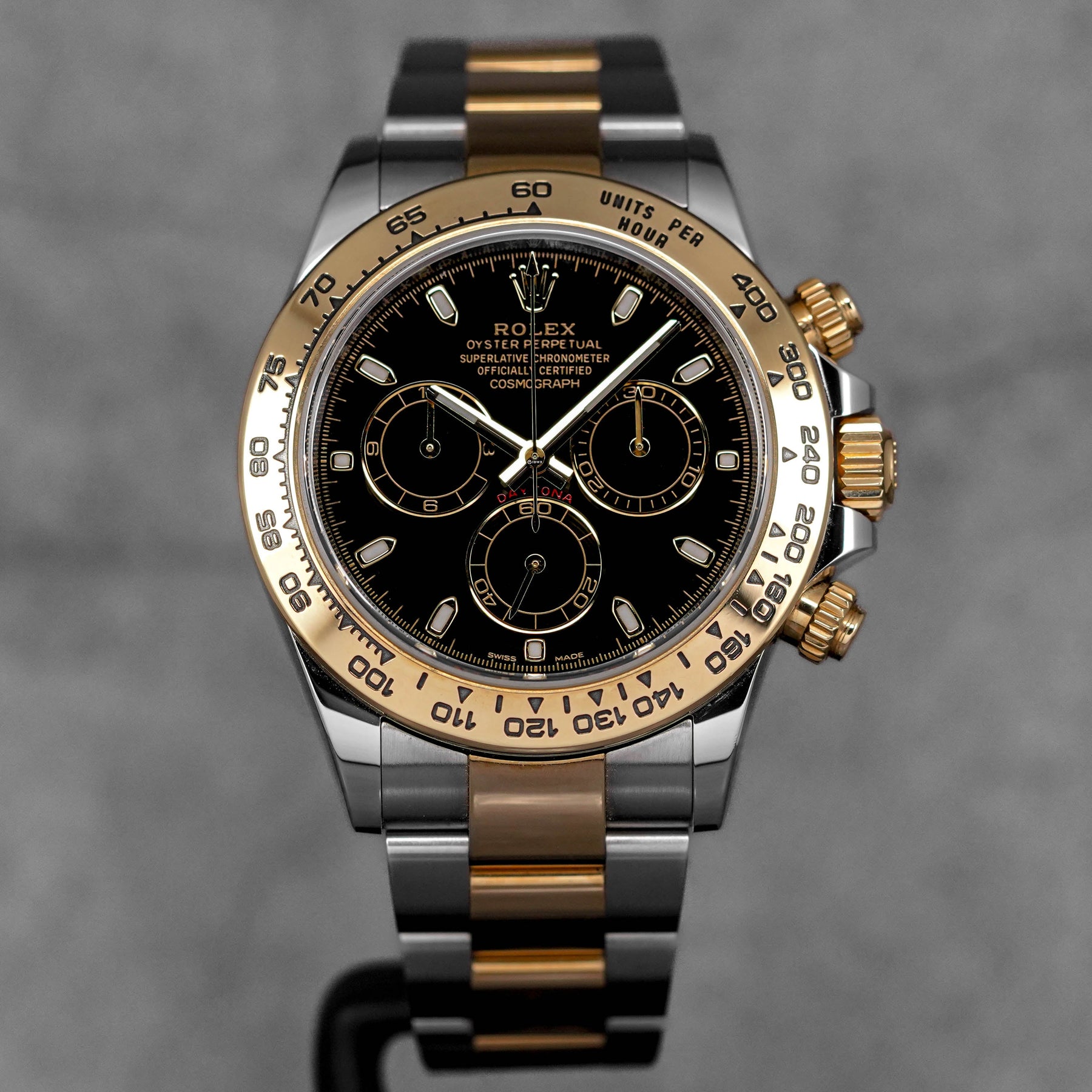 ROLEX DAYTONA TWOTONE YELLOWGOLD BLACK DIAL (2022) OMNILUXE