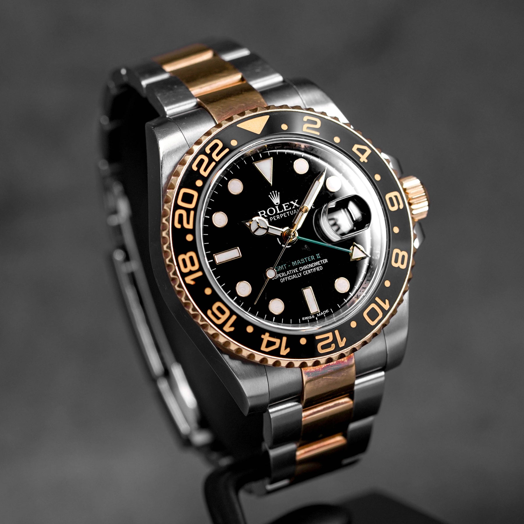 ROLEX GMT MASTER-II TWOTONE YELLOWGOLD BLACK DIAL (2011) OMNILUXE