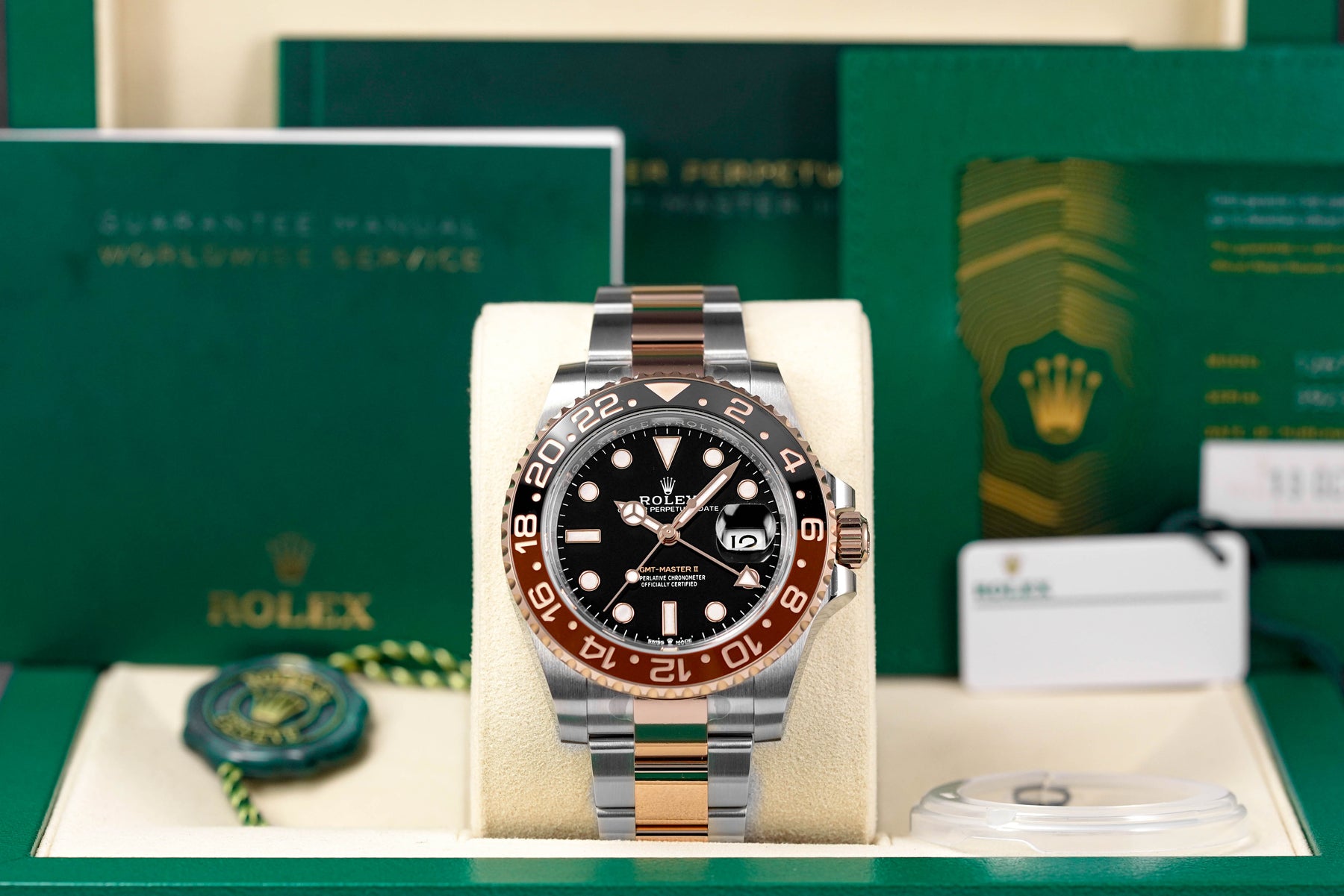 ROLEX GMT MASTER II ROOTBEER TWOTONE ROSEGOLD 2024 OMNILUXE