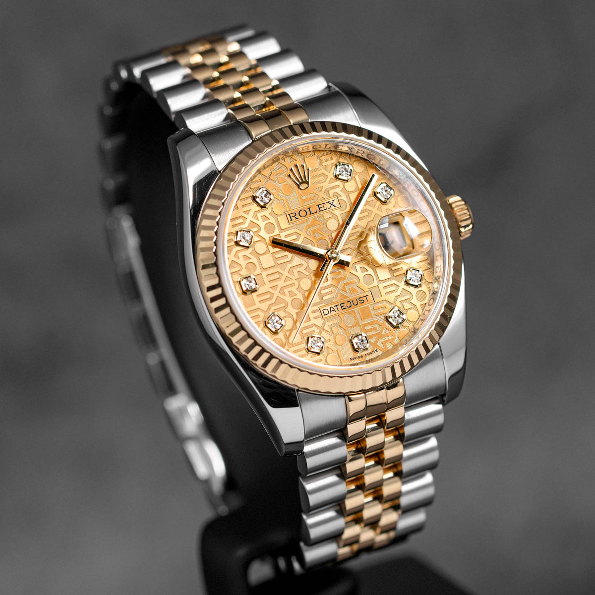 DATEJUST 36MM TWOTONE YELLOWGOLD COMPUTERIZED CHAMPAGNE DIAMOND DIAL (2019)