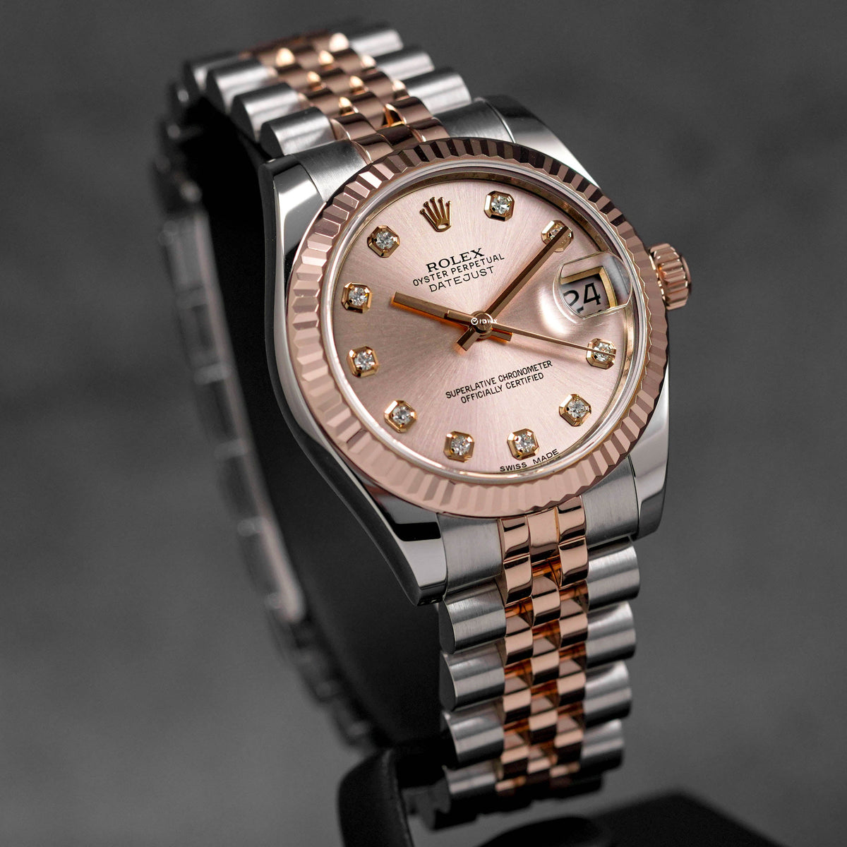 DATEJUST 31MM TWOTONE ROSEGOLD SALMON DIAMOND DIAL (2014)