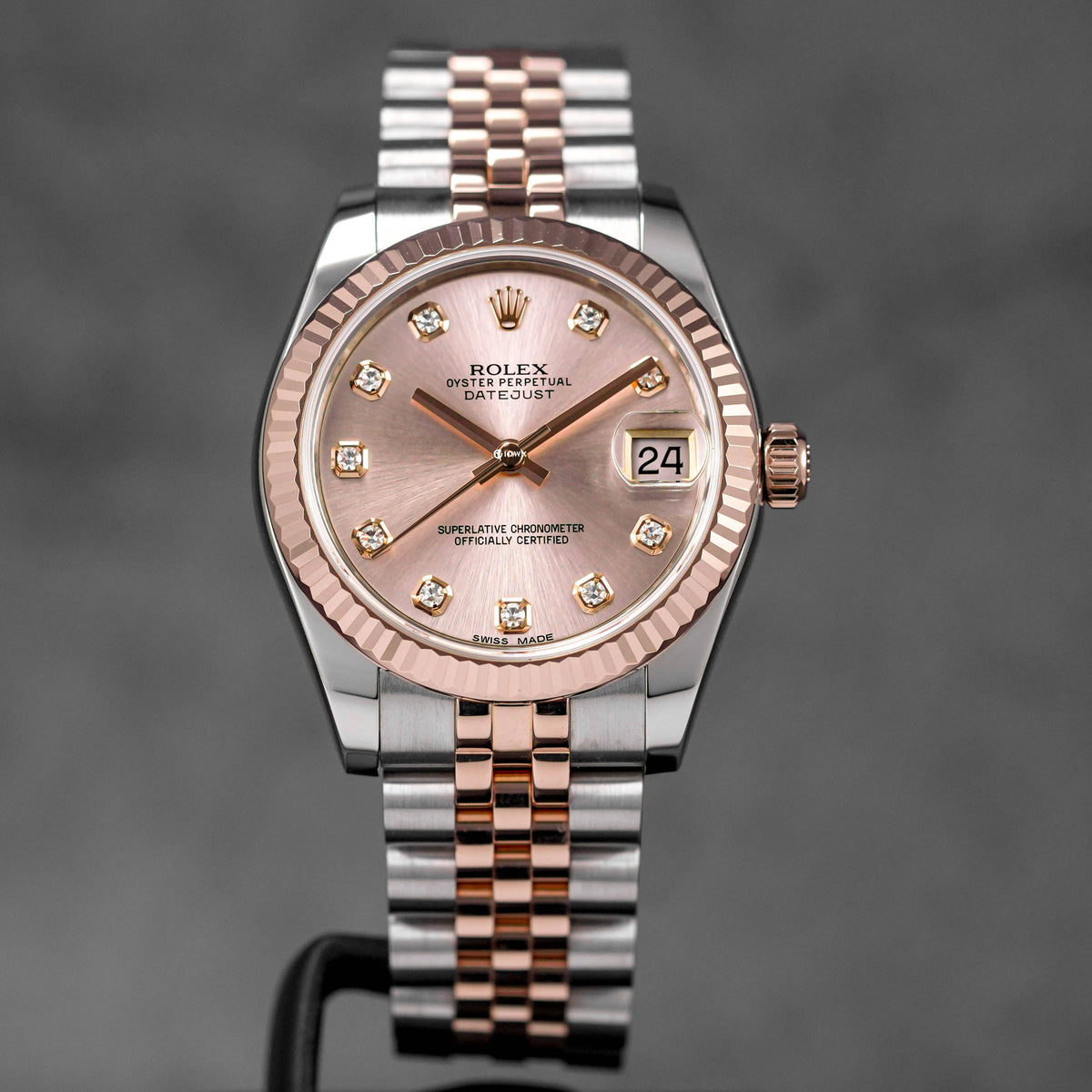 DATEJUST 31MM TWOTONE ROSEGOLD SALMON DIAMOND DIAL (2014)