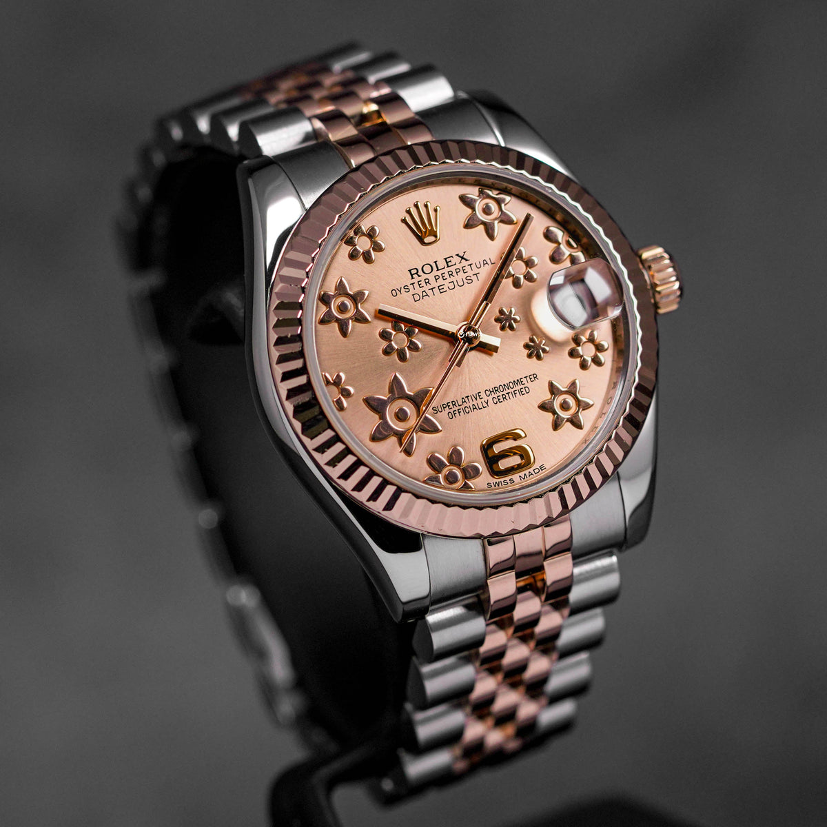 DATEJUST 31MM TWOTONE ROSEGOLD PINK FLORAL DIAL (2009)