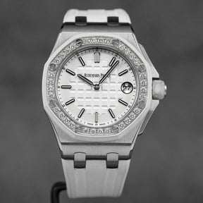 ROYAL OAK OFFSHORE LADY 37MM WHITE DIAL DIAMOND BEZEL (2016)