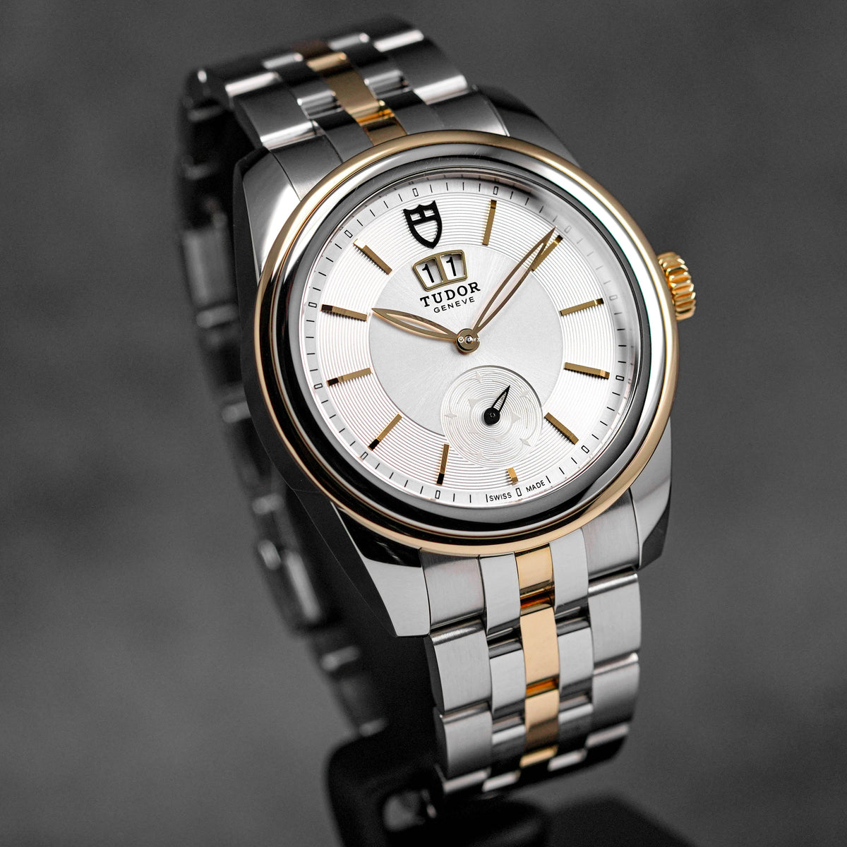 GLAMOUR DOUBLE DATE TWOTONE YELLOWGOLD SILVER DIAL (2021)