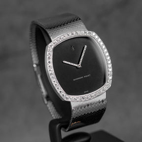 TONNEAU WHITEGOLD BLACK DIAL DIAMOND BEZEL (WATCH ONLY)