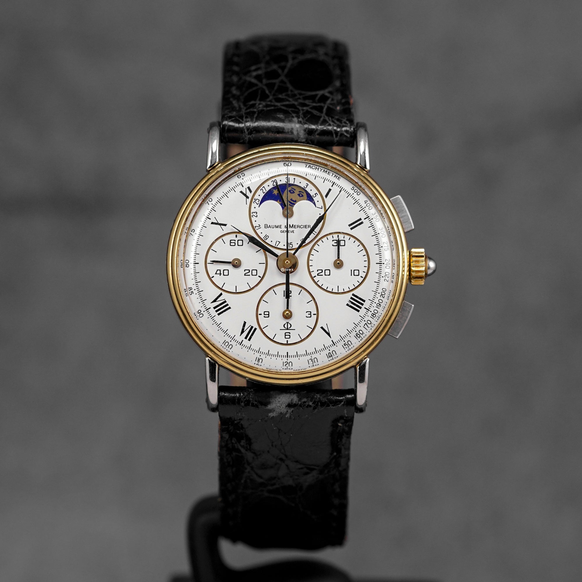 VINTAGE CHRONOGRAPH TWOTONE YELLOWGOLD MOONPHASE SILVER DIAL (WATCH ONLY)