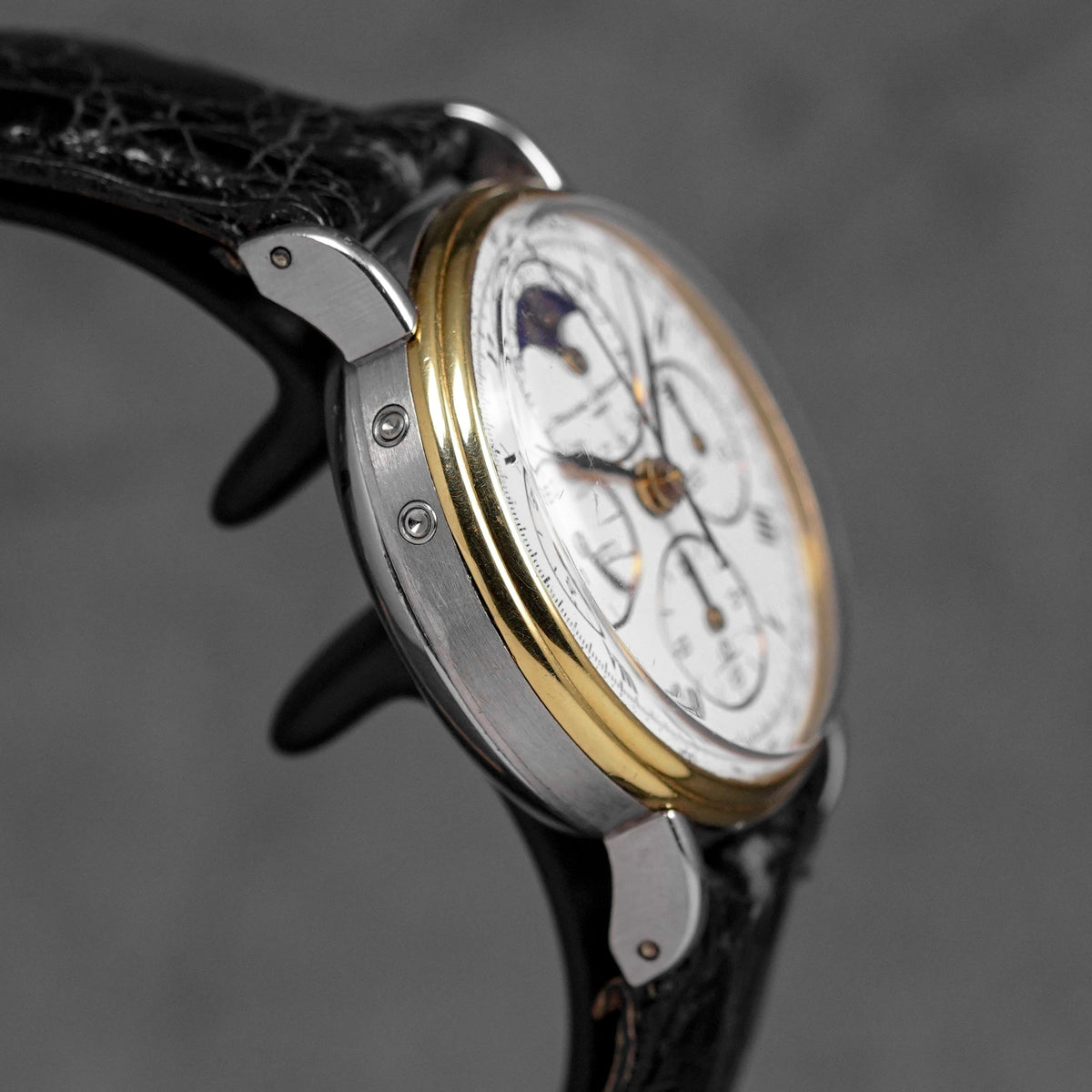 VINTAGE CHRONOGRAPH TWOTONE YELLOWGOLD MOONPHASE SILVER DIAL (WATCH ONLY)