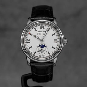 LEMAN COMPLETE CALENDAR MOONPHASE SILVER DIAL (WATCH ONLY)