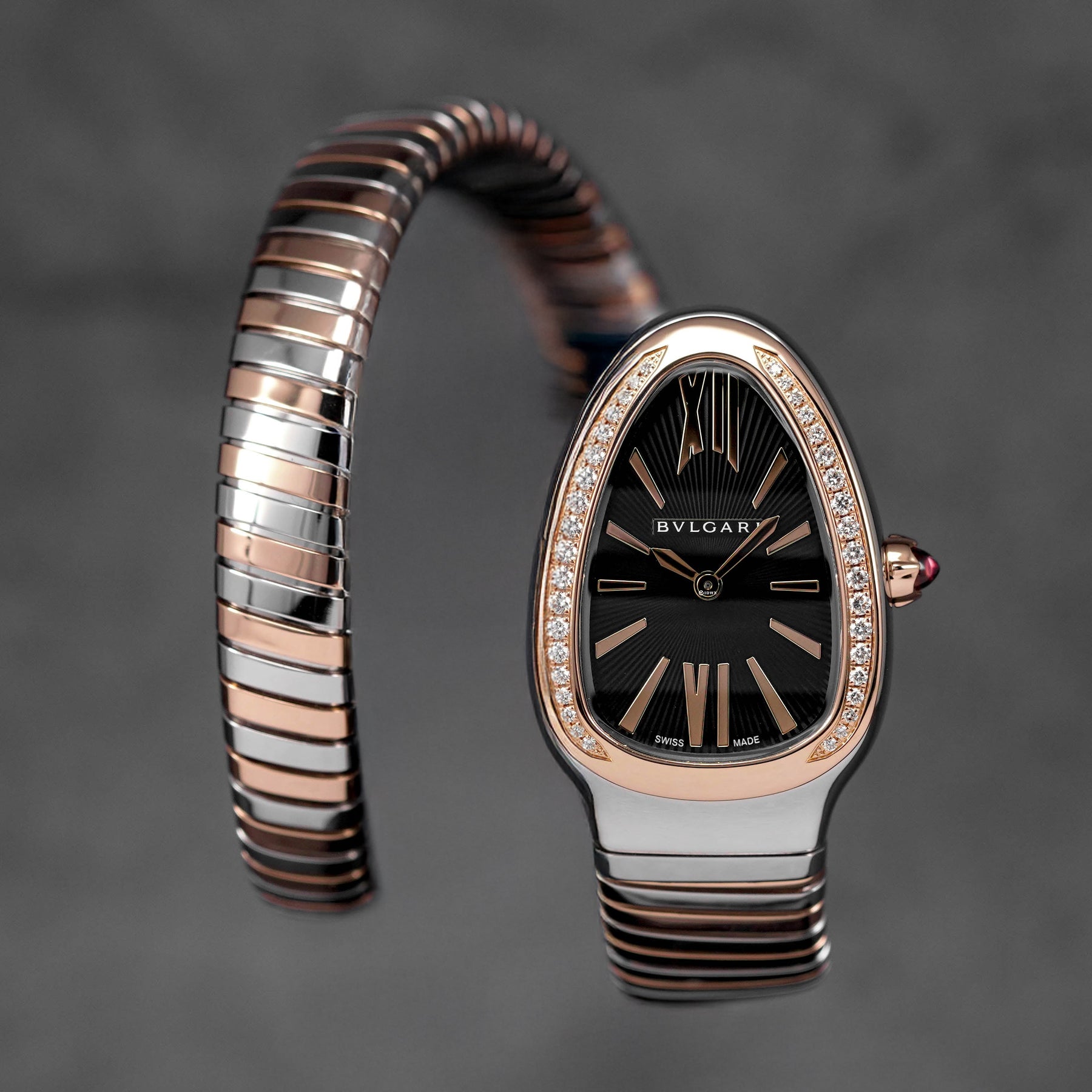 SERPENTI TUBOGAS TWOTONE ROSEGOLD BLACK DIAL DIAMOND BEZEL (2026)