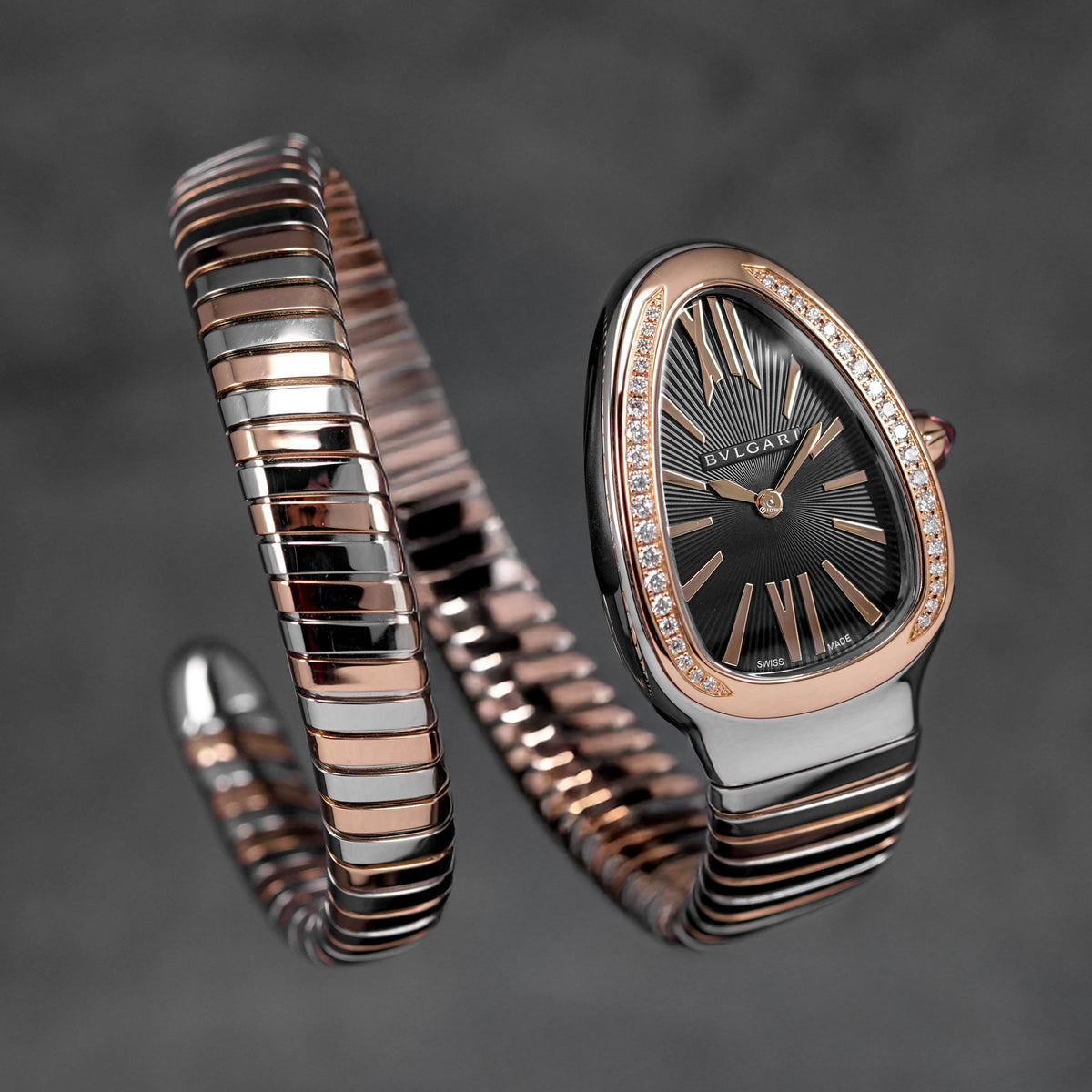 SERPENTI TUBOGAS TWOTONE ROSEGOLD BLACK DIAL DIAMOND BEZEL (2026)