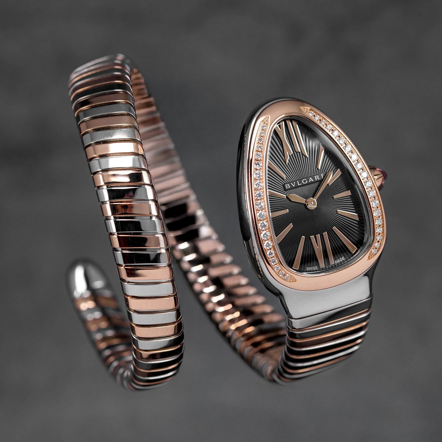 SERPENTI TUBOGAS TWOTONE ROSEGOLD BLACK DIAL DIAMOND BEZEL (2026)