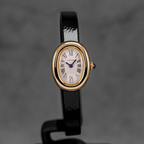 BAIGNOIRE MINI YELLOWGOLD SILVER DIAL LEATHER STRAP (2026)
