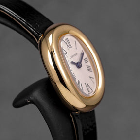 BAIGNOIRE MINI YELLOWGOLD SILVER DIAL LEATHER STRAP (2026)