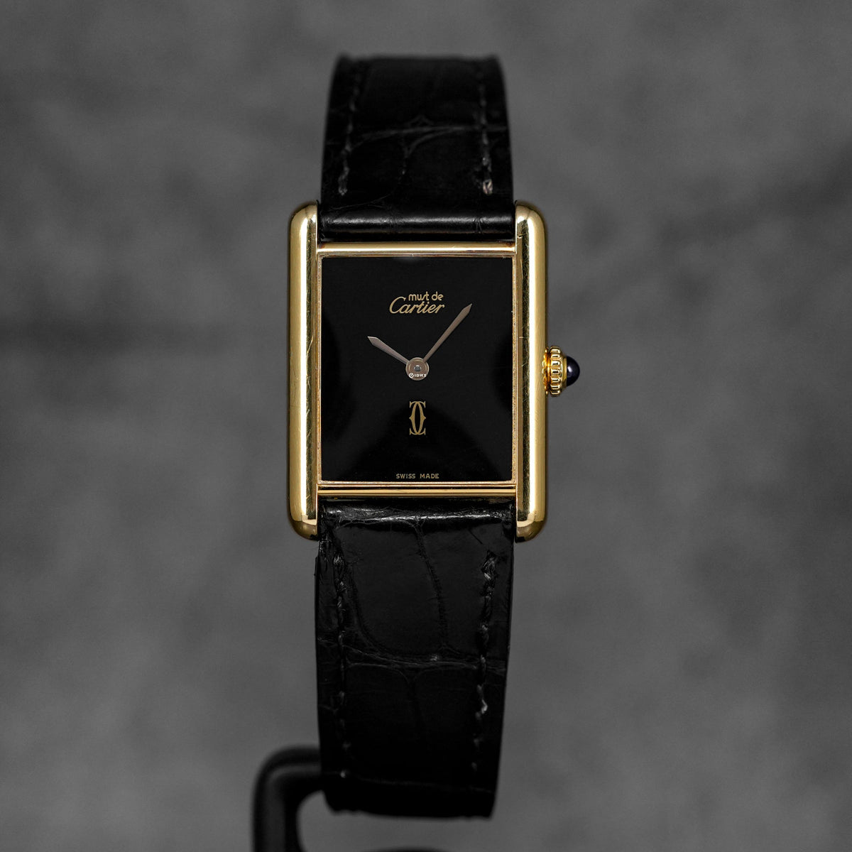 TANK MUST VERMEIL YELLOWGOLD-PLATED BLACK DIAL (WATCH ONLY)