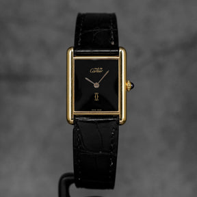 TANK MUST VERMEIL YELLOWGOLD-PLATED BLACK DIAL (WATCH ONLY)