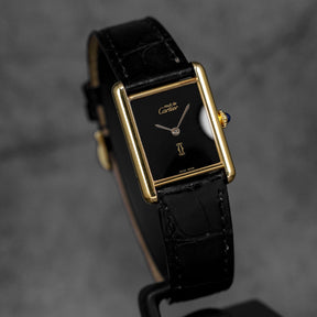 TANK MUST VERMEIL YELLOWGOLD-PLATED BLACK DIAL (WATCH ONLY)