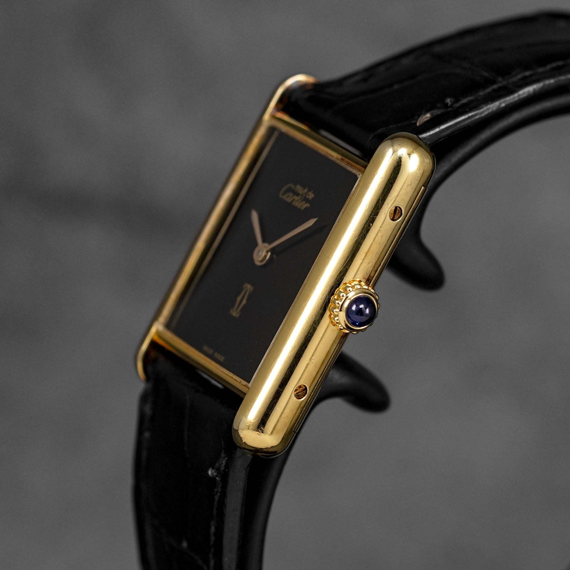 TANK MUST VERMEIL YELLOWGOLD-PLATED BLACK DIAL (WATCH ONLY)