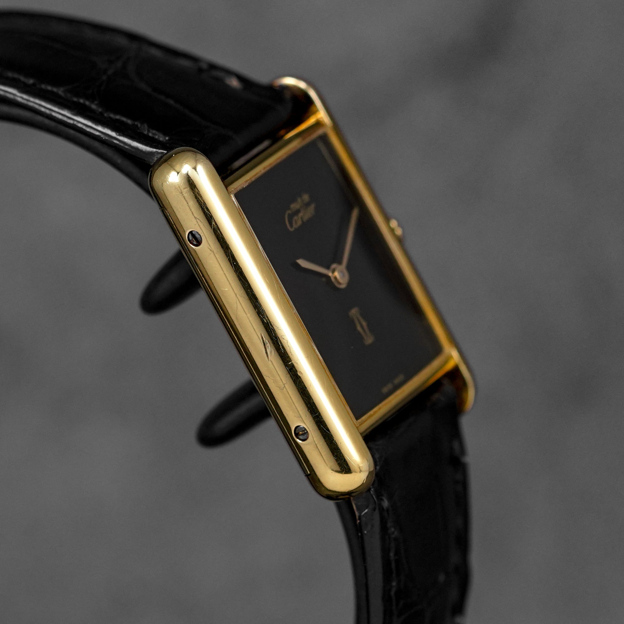 TANK MUST VERMEIL YELLOWGOLD-PLATED BLACK DIAL (WATCH ONLY)
