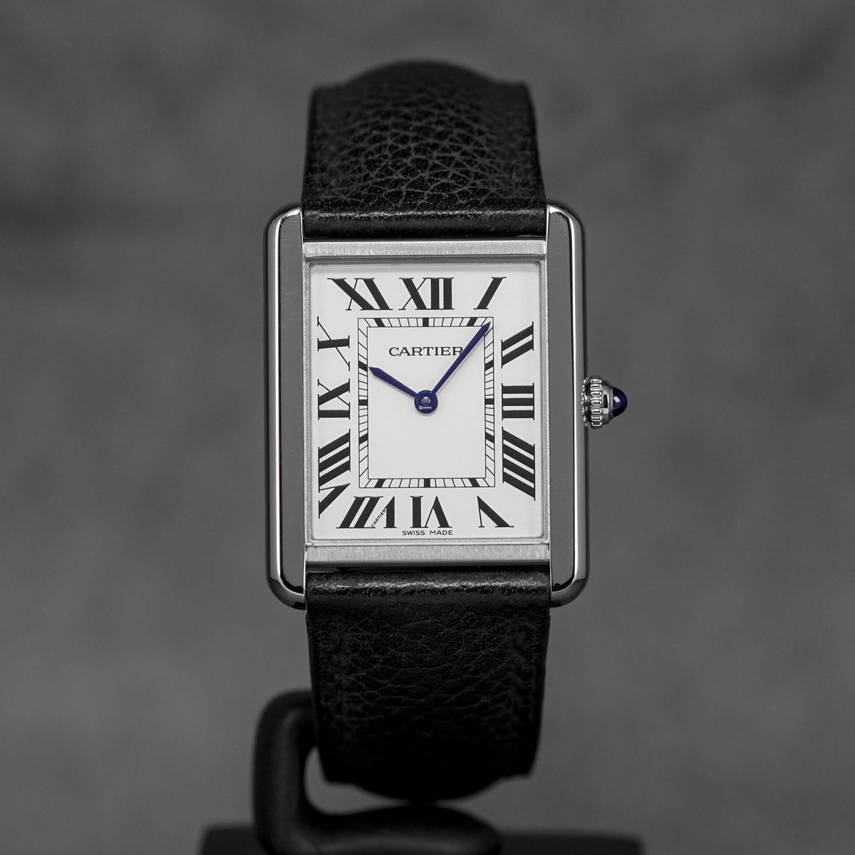 TANK SOLO L SILVER DIAL LEATHER STRAP (2018)