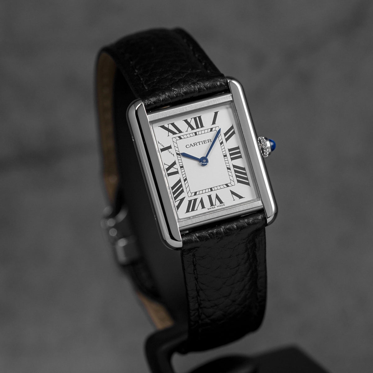 TANK SOLO L SILVER DIAL LEATHER STRAP (2018)