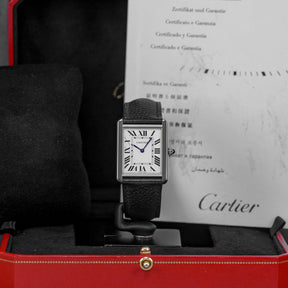TANK SOLO L SILVER DIAL LEATHER STRAP (2018)